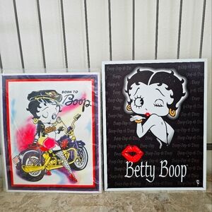 Betty Boop Wall Art Set - Vibrant Red and Yellow